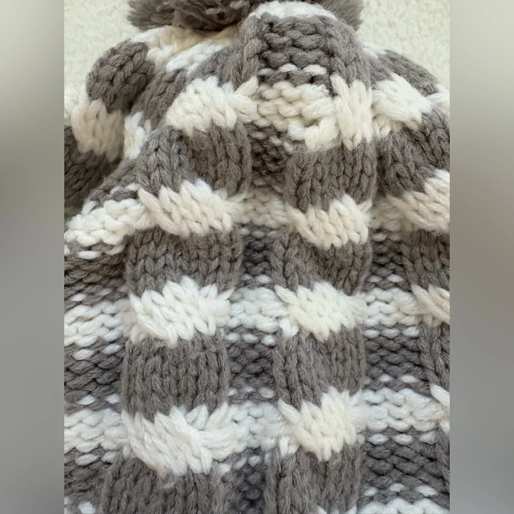 The North Face Girl's Hat Gray/White w/Pink Trim and Ear Flaps